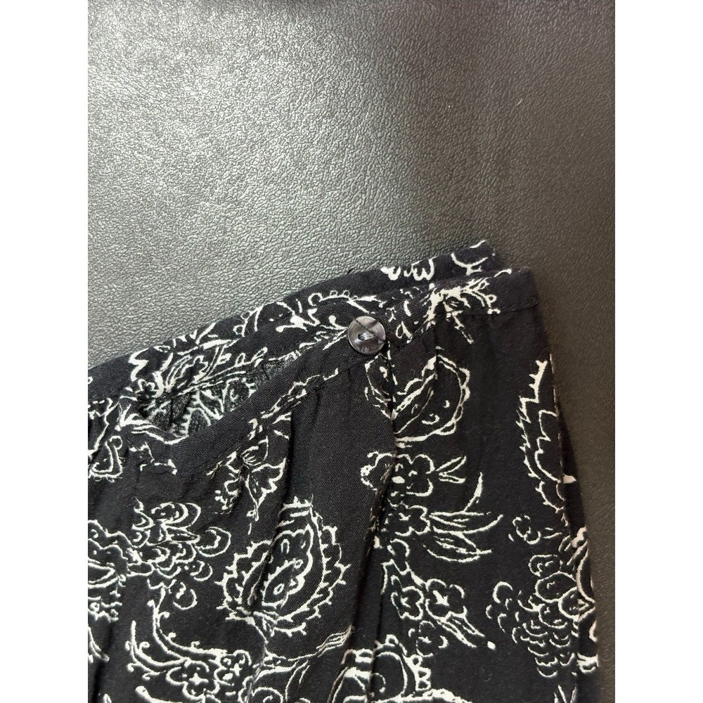Boho Paisley Blouse Black White V Neck Long Sleeve Tunic Women's Large - Picture 6 of 10